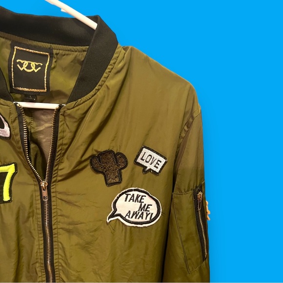 Women’s Streetwear Zipper Long Aviator Coat Windproof Jacket Funky Retro Patches - Picture 4 of 13